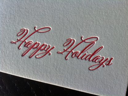 Happy Holidays letterpress closeup