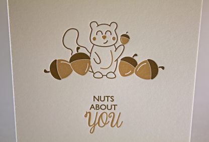 Nuts About You Letterpress Greeting Card - Close up