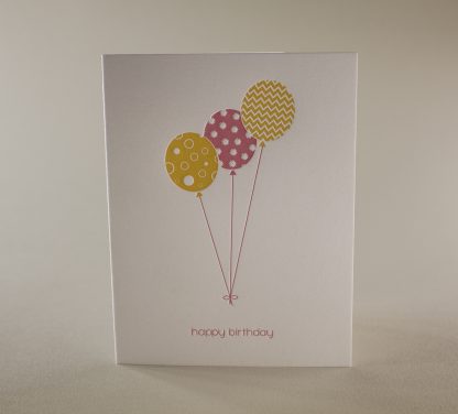 Birthday Balloons Letterpress Card - Happy Birthday - Closeup