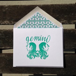Gemini Astrology Letterpress Greeting Card