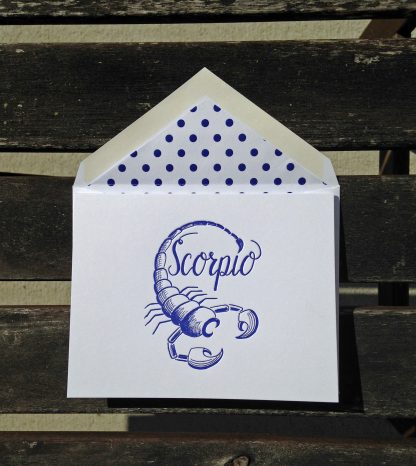 Scorpio Astrology Letterpress Greeting Card