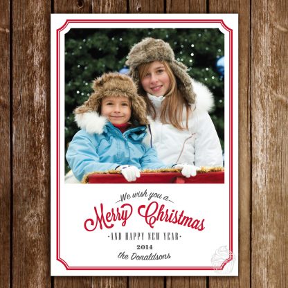 H27 - Merry Christmas - Red Classic Border - Holiday Photo Card - Dolce Press