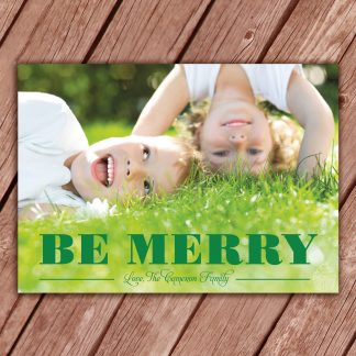 H28 - Very Merry - Be Merry - Green Grass - Holiday Photo Card - Dolce Press