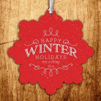 H-Snowflake - Snowflake Die-Cut Ornament - Happy Winter Holidays - Holiday Photo Card - Dolce Press - Back