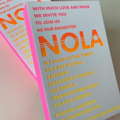 Neon Party Invitation - Letterpress
