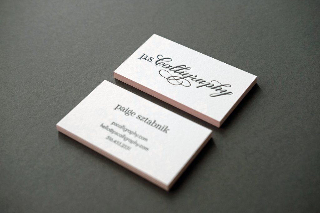 Letterpress Stationery for p.s. Calligraphy 8 Thick Cotton Business Cards - ps Calligraphy