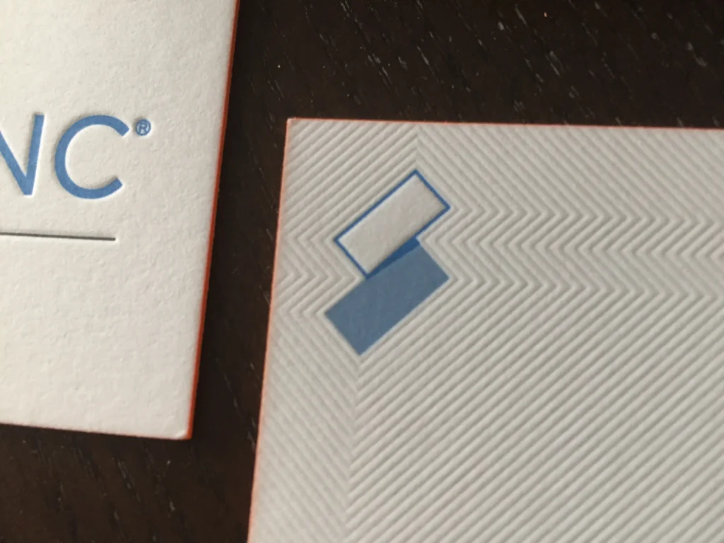 Textured Letterpress Business Cards 2 Blind deboss texture printed on cotton letterpress business cards with tight register.